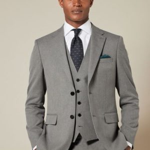SYN286 Grey Slim Fit Textured Suit