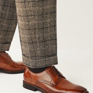 SYN368 Tan Brown Wide Fit Leather Contrast Sole Derby Shoes