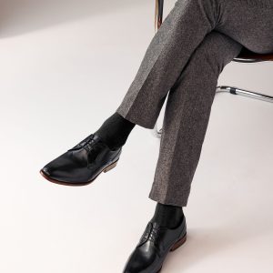 SYN371 Black Leather Derby Shoes