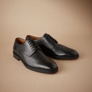 SYN375 Black Signature Leather Sole Derby Shoes