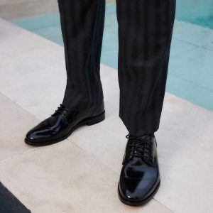 SYN380 Black Standard Fit Signature Leather Sole Derby Shoes