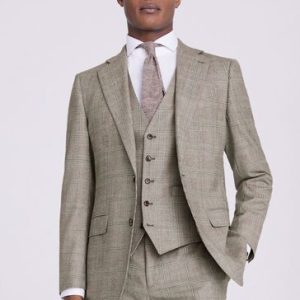 SYN285 Neutral Nude Tailored Fit Performance Check Suit