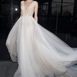 SYN237 Beaded Flowing Tulle Wedding Dress