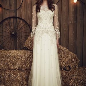 SYN240 Floral Embellished Boho Wedding Dress