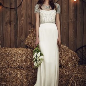 SYN247 Crepe Wedding Dress with Beaded Top