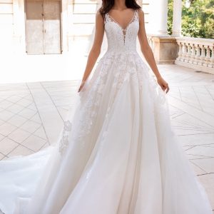 SYN253 Floral Embroidered Tulle Wedding Dress
