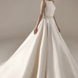 SYN255 Mikado Ball Gown with Beaded Sheer Back