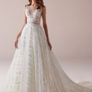 SYN256 Beaded Flowers Shimmers Ball Gown