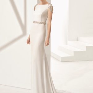 SYN260 Heavily Beaded Crepe Wedding Dress