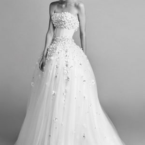 SYN263 Beaded Flowers Tulle Ball Gown